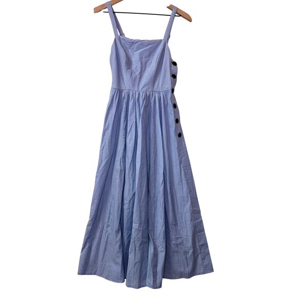 UO Kaye Midi Dress Size XS 100% Cotton Sundress Pinstripe Coastal Cottage Preppy - Picture 2 of 12